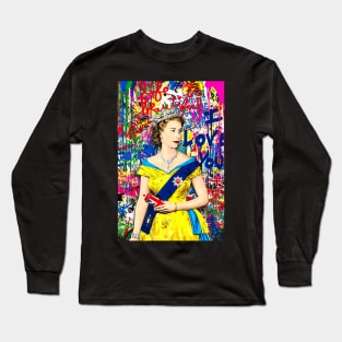 Queen Elizabeth II Art Graffiti Style Long Sleeve T-Shirt